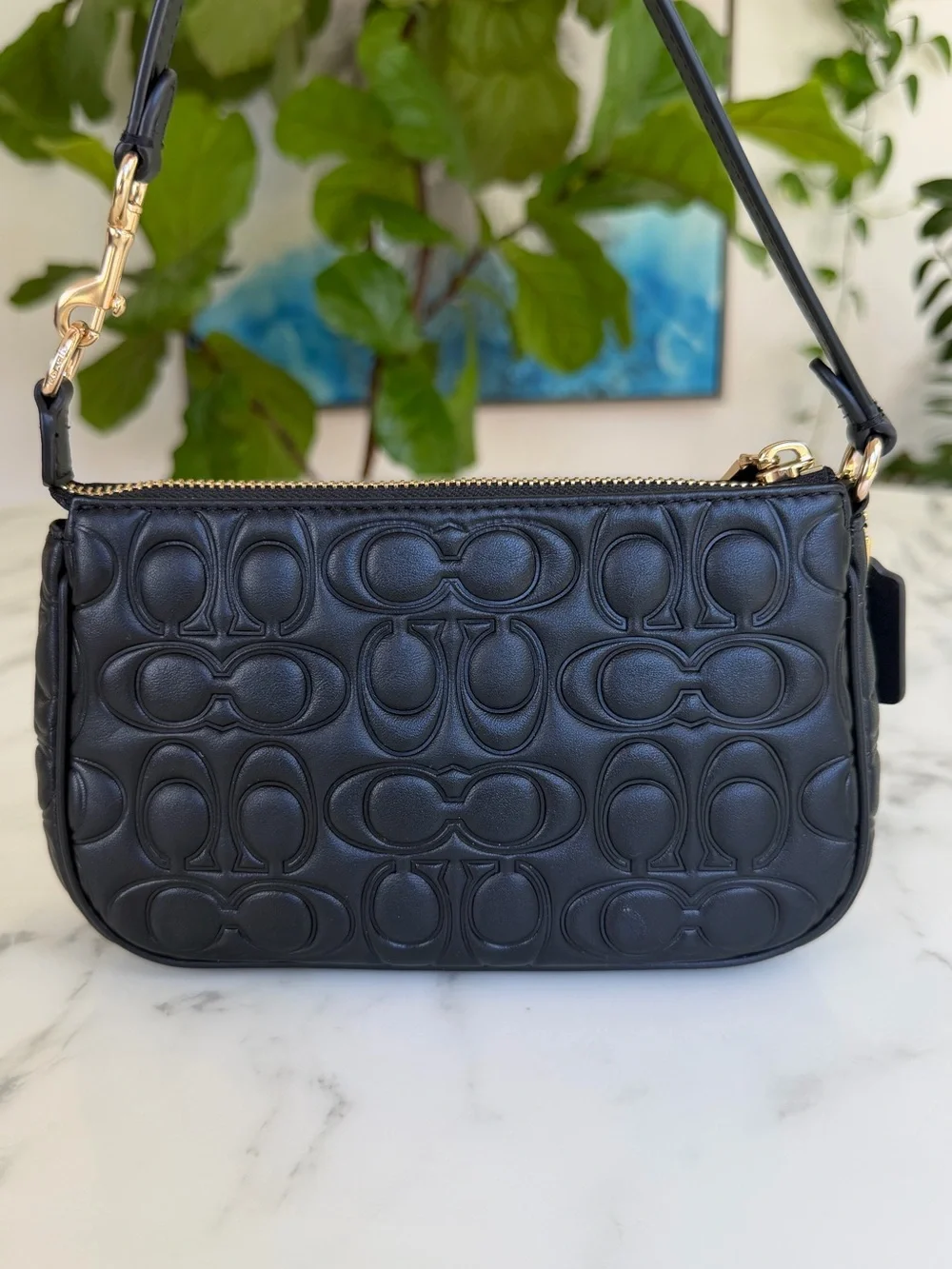 Coach Nolita 19 In Signature Leather CZ456 Black Mini Shoulder Bag Wristlet